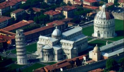 View of the Campo dei Miracoli with the famous tower